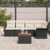 Ensemble de canapé de jardin avec coussin 6 pcs Noir polyrotin 528192528192