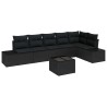 Ensemble de canapé de jardin avec coussin 7 pcs Noir polyrotin 528193528193