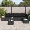 Ensemble de canapé de jardin avec coussin 7 pcs Noir polyrotin 528193528193