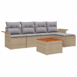 Ensemble de canapé de jardin avec coussin 6 pcs Beige polyrotin 528194528194