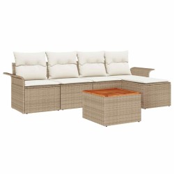 Ensemble de canapé de jardin avec coussin 6 pcs Beige polyrotin 528195528195