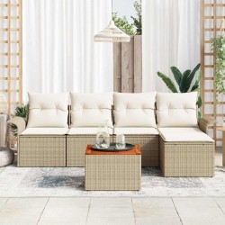Ensemble de canapé de jardin avec coussin 6 pcs Beige polyrotin 528195528195