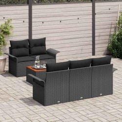 Ensemble de canapé de jardin avec coussin 6 pcs Noir polyrotin 528196528196
