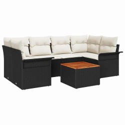 Ensemble de canapé de jardin avec coussin 7 pcs Noir polyrotin 528199528199