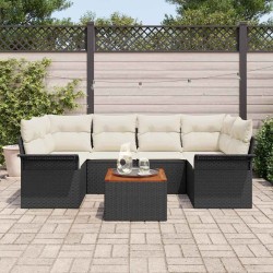 Ensemble de canapé de jardin avec coussin 7 pcs Noir polyrotin 528199528199