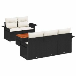 Ensemble de canapé de jardin avec coussin 6 pcs Noir polyrotin 528200528200