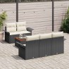 Ensemble de canapé de jardin avec coussin 6 pcs Noir polyrotin 528200528200