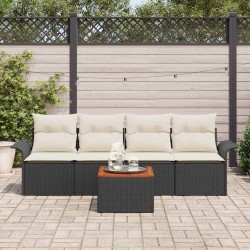 Ensemble de canapé de jardin avec coussin 5 pcs Noir polyrotin 528201528201