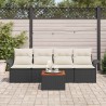 Ensemble de canapé de jardin avec coussin 5 pcs Noir polyrotin 528201528201