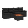 Ensemble de canapé de jardin avec coussin 5 pcs Noir polyrotin 528202528202