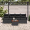 Ensemble de canapé de jardin avec coussin 5 pcs Noir polyrotin 528202528202