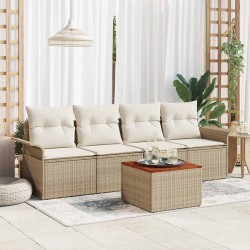 Ensemble de canapé de jardin avec coussin 5 pcs Beige polyrotin 528203528203