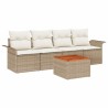 Ensemble de canapé de jardin avec coussin 5 pcs Beige polyrotin 528203528203
