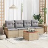 Ensemble de canapé de jardin avec coussin 5 pcs Beige polyrotin 528204528204