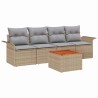 Ensemble de canapé de jardin avec coussin 5 pcs Beige polyrotin 528204528204