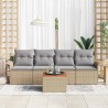 Ensemble de canapé de jardin avec coussin 5 pcs Beige polyrotin 528204528204