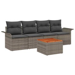 Ensemble de canapé de jardin avec coussin 5 pcs Gris polyrotin 528205528205