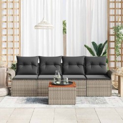 Ensemble de canapé de jardin avec coussin 5 pcs Gris polyrotin 528205528205