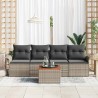 Ensemble de canapé de jardin avec coussin 5 pcs Gris polyrotin 528205528205