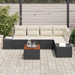 Ensemble de canapé de jardin avec coussin 6 pcs Noir polyrotin 528206528206