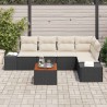 Ensemble de canapé de jardin avec coussin 6 pcs Noir polyrotin 528206528206