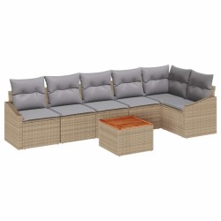 Ensemble de canapé de jardin avec coussin 7 pcs Beige polyrotin 528207528207