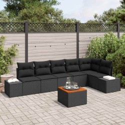 Ensemble de canapé de jardin avec coussin 7 pcs Noir polyrotin 528208528208
