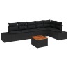 Ensemble de canapé de jardin avec coussin 7 pcs Noir polyrotin 528208528208