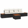 Ensemble de canapé de jardin avec coussin 5 pcs Noir Poly rotin 528211528211
