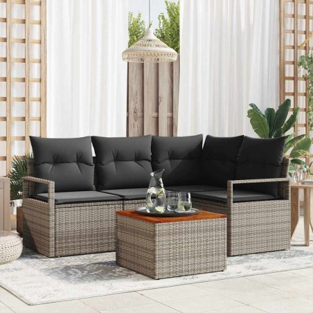 Ensemble de canapé de jardin avec coussin 5 pcs Gris polyrotin 528219528219
