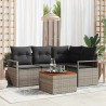 Ensemble de canapé de jardin avec coussin 5 pcs Gris polyrotin 528219528219