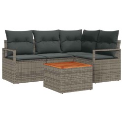 Ensemble de canapé de jardin avec coussin 5 pcs Gris polyrotin 528219528219