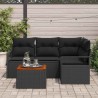 Ensemble de canapé de jardin avec coussin 5 pcs Noir polyrotin 528220528220