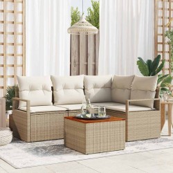 Ensemble de canapé de jardin avec coussin 5 pcs Beige polyrotin 528221528221