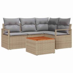 Ensemble de canapé de jardin avec coussin 5 pcs Beige polyrotin 528222528222