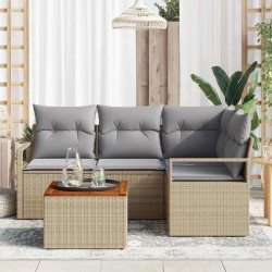 Ensemble de canapé de jardin avec coussin 5 pcs Beige polyrotin 528222528222