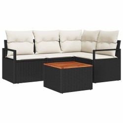 Ensemble de canapé de jardin avec coussin 5 pcs Noir polyrotin 528223528223