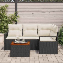 Ensemble de canapé de jardin avec coussin 5 pcs Noir polyrotin 528223528223