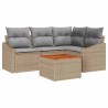 Ensemble de canapé de jardin avec coussin 5 pcs Beige polyrotin 528224528224