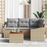 Ensemble de canapé de jardin avec coussin 5 pcs Beige polyrotin 528224528224