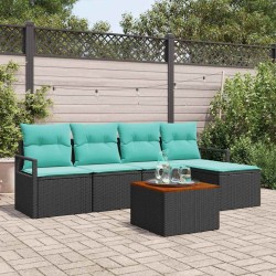 Ensemble de canapé de jardin avec coussin 6 pcs Noir polyrotin 528225528225