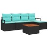 Ensemble de canapé de jardin avec coussin 6 pcs Noir polyrotin 528225528225