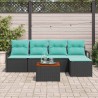 Ensemble de canapé de jardin avec coussin 6 pcs Noir polyrotin 528225528225