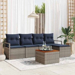 Ensemble de canapé de jardin avec coussin 6 pcs Gris polyrotin 528226528226