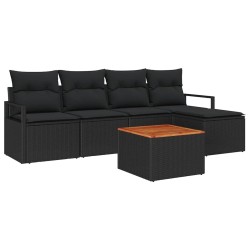 Ensemble de canapé de jardin avec coussin 6 pcs Noir polyrotin 528227528227