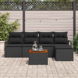 Ensemble de canapé de jardin avec coussin 6 pcs Noir polyrotin 528227528227