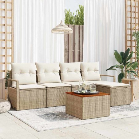 Ensemble de canapé de jardin avec coussin 6 pcs Beige polyrotin 528228528228