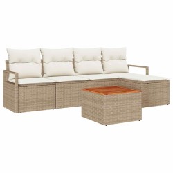 Ensemble de canapé de jardin avec coussin 6 pcs Beige polyrotin 528228528228