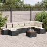 Ensemble de canapé de jardin avec coussin 8 pcs Noir polyrotin 528229528229