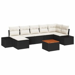 Ensemble de canapé de jardin avec coussin 8 pcs Noir polyrotin 528229528229